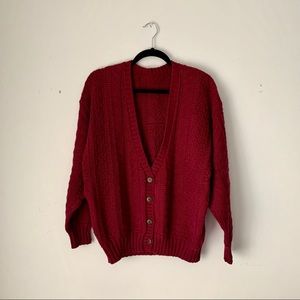 Vintage | maroon oversized knit cardigan